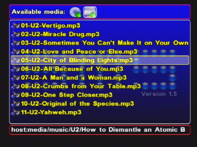 Browsing to an MP3 file in the SMS file list